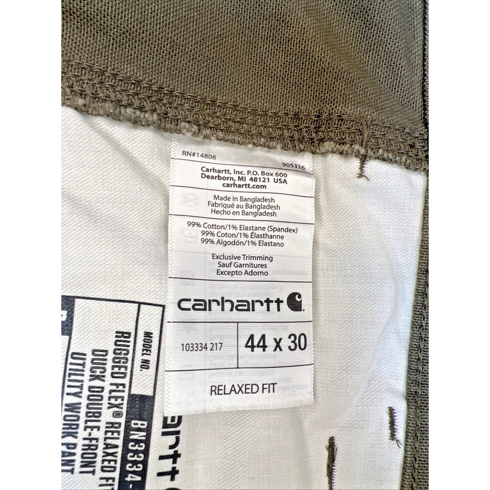 Carhartt 103334 Rugged Flex Double Front Work Pants 44x30 Tarmac NWT Hammer Loop - Picture 5 of 11